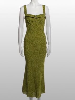 Brand New Reformation Long floral Green Dress size small - 100% viscose